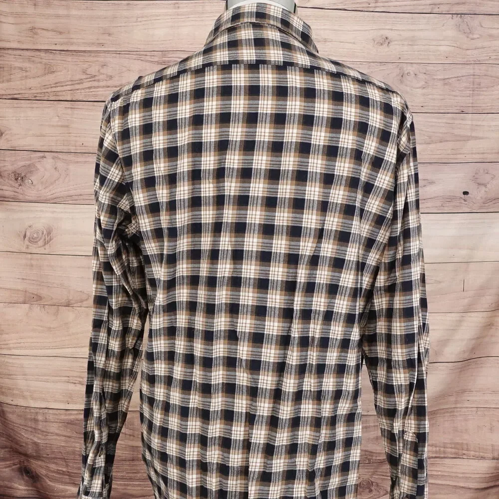 BANANA REPUBLIC UNTUCKED FIT‎ LIGHTWEIGHT FLANNEL LIKE BUTTON UP SHIRT MENS SZ L